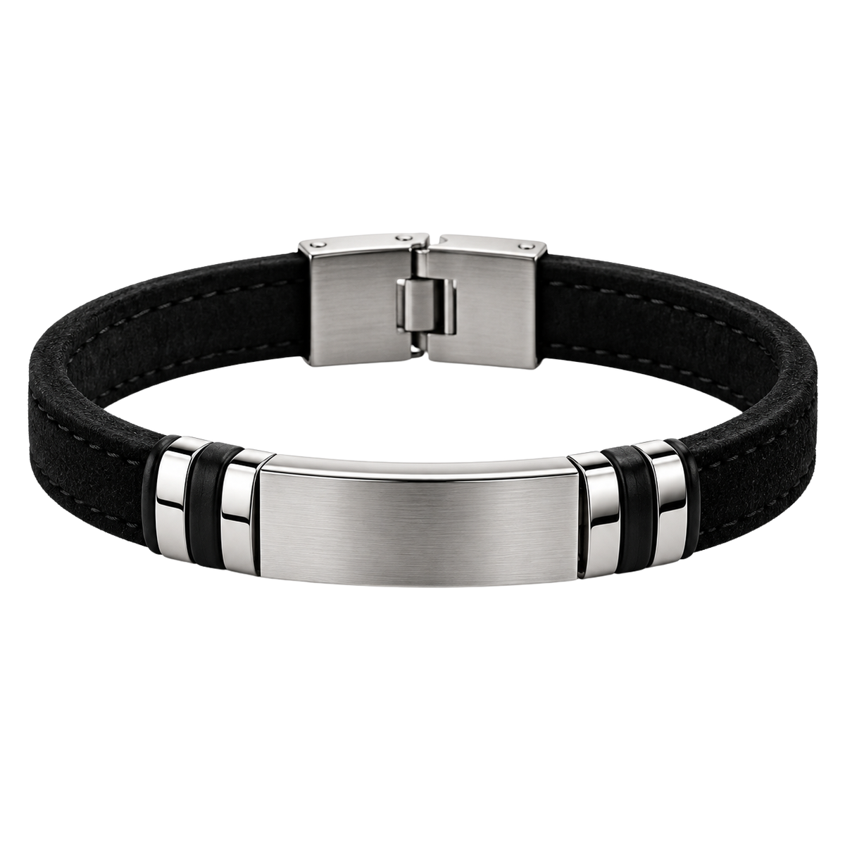 Black Suede & Stainless Steel Bracelet | Norvell Brane