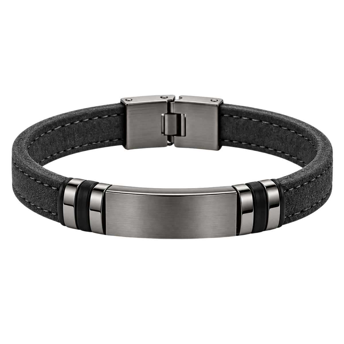 Charcoal Suede & Gunmetal Steel Bracelet | Norvell Brane