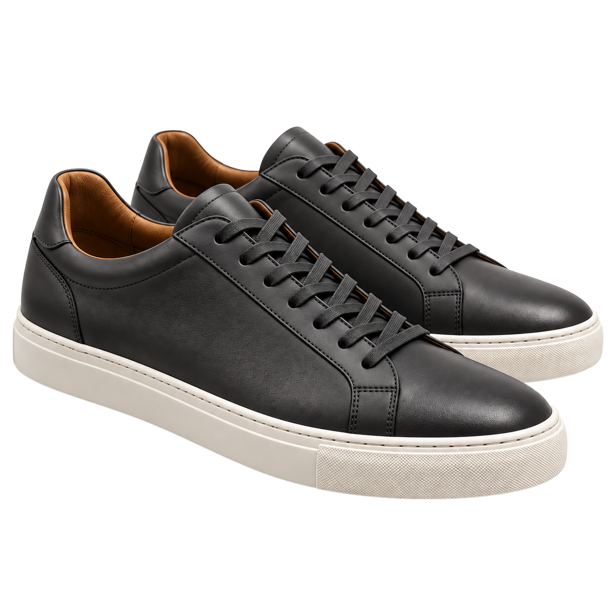 Charcoal Premium Leather Smart-Casual Sneakers | Norvell Brane