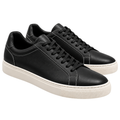 Black Leather Sneakers with Contrast White Stitching | Norvell Brane