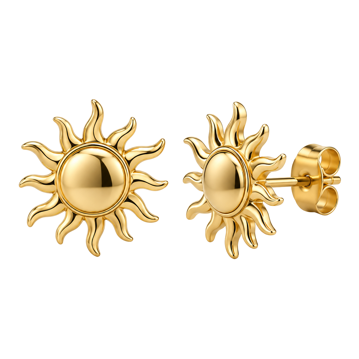 Golden Sun Stainless Steel Stud Earrings | Norvell Brane